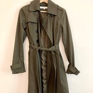 Kenneth Cole New York Olive Trench Coat XS